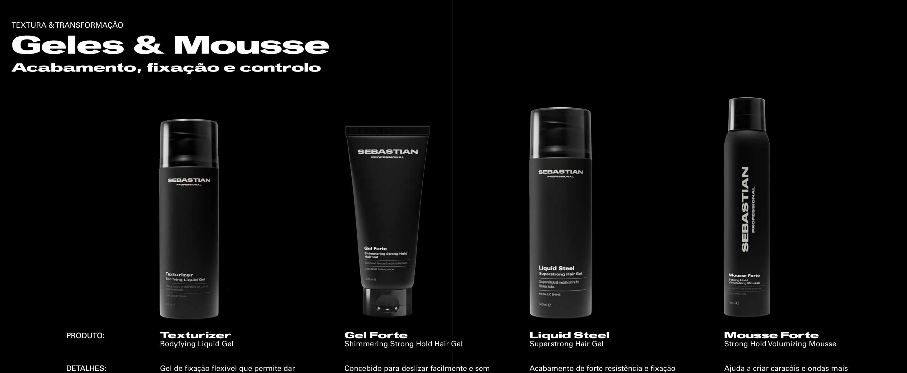 Produtos Sebastian Professional Texturizers · Géis & Mousse
